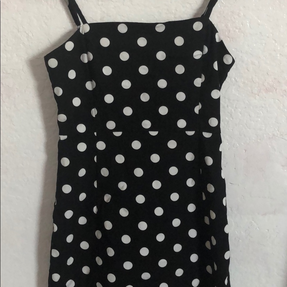 Pock a dot black mini dress